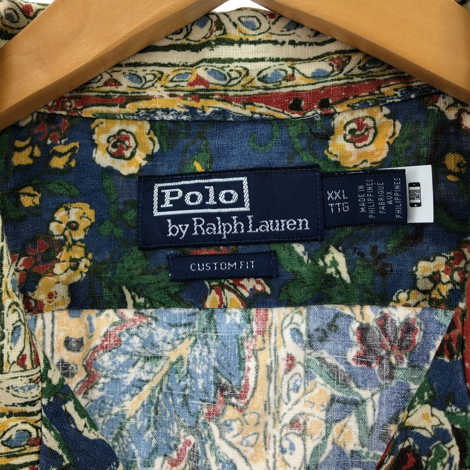 半袖シャツ Floral Print Linen Shirts XXL