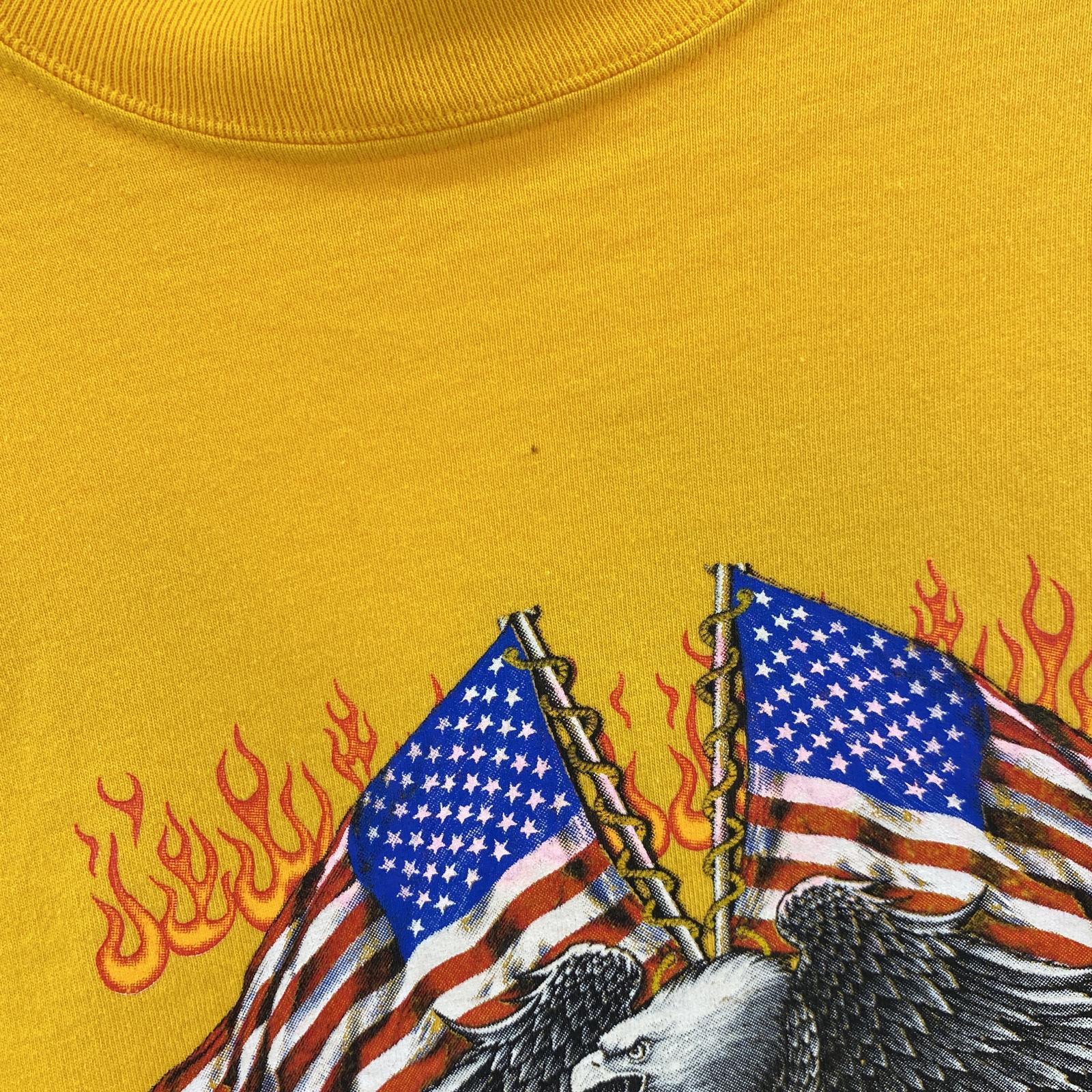 長袖Tシャツ 90s BIKER WEEK USA製 イーグル&フレイム ロンTee (L) L イエロー
