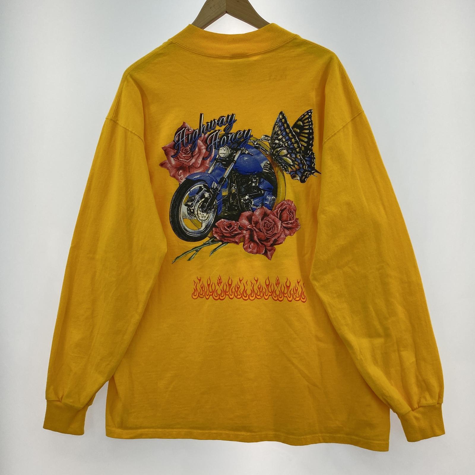 長袖Tシャツ 90s BIKER WEEK USA製 イーグル&フレイム ロンTee (L) L イエロー