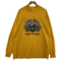 長袖Tシャツ 90s BIKER WEEK USA製 イーグル&フレイム ロンTee (L) L イエロー