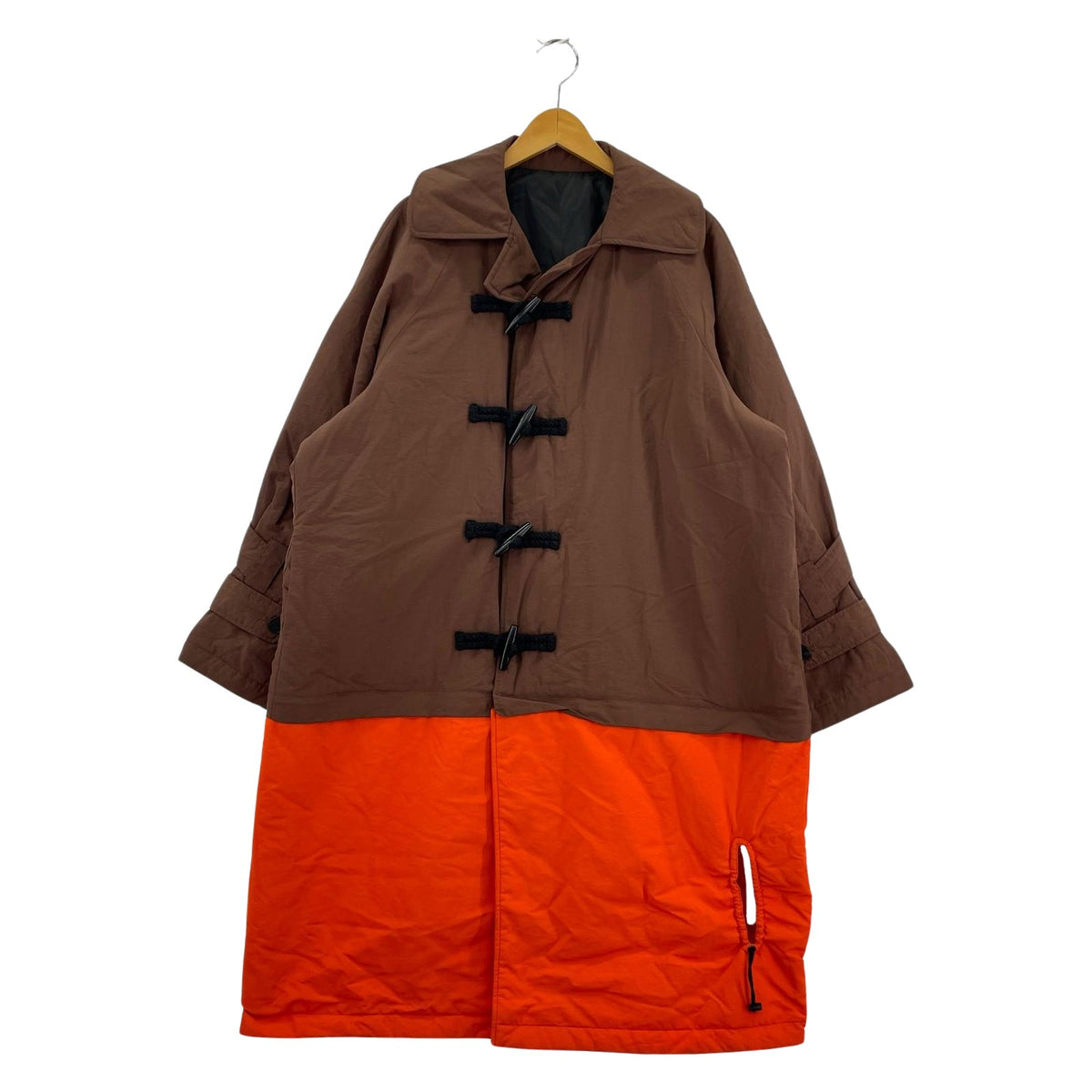 その他アウター hume ツートン ナイロンダッフルコート ブラウン
