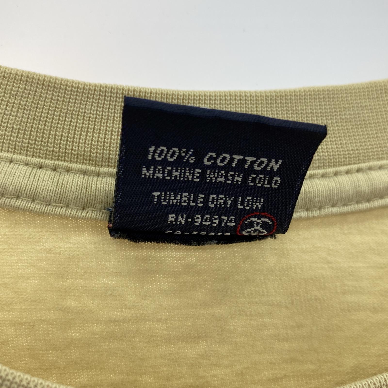 半袖Tシャツ 90s 紺タグ イエロープリント USA製 Tシャツ (L) L ベージュ