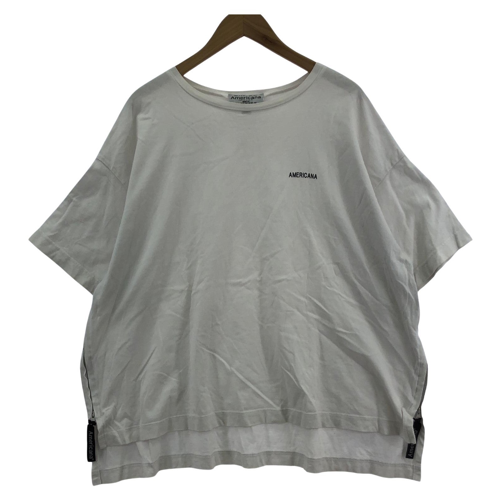 半袖Tシャツ サイドジップカットソー 白 ホワイト