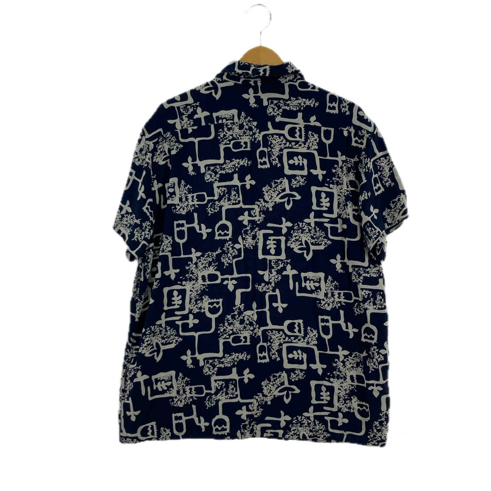 半袖シャツ レーヨンアロハシャツ ネイビー M M