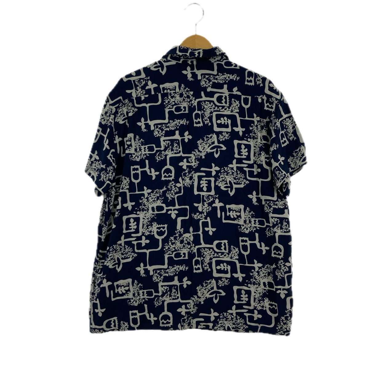 半袖シャツ レーヨンアロハシャツ ネイビー M M