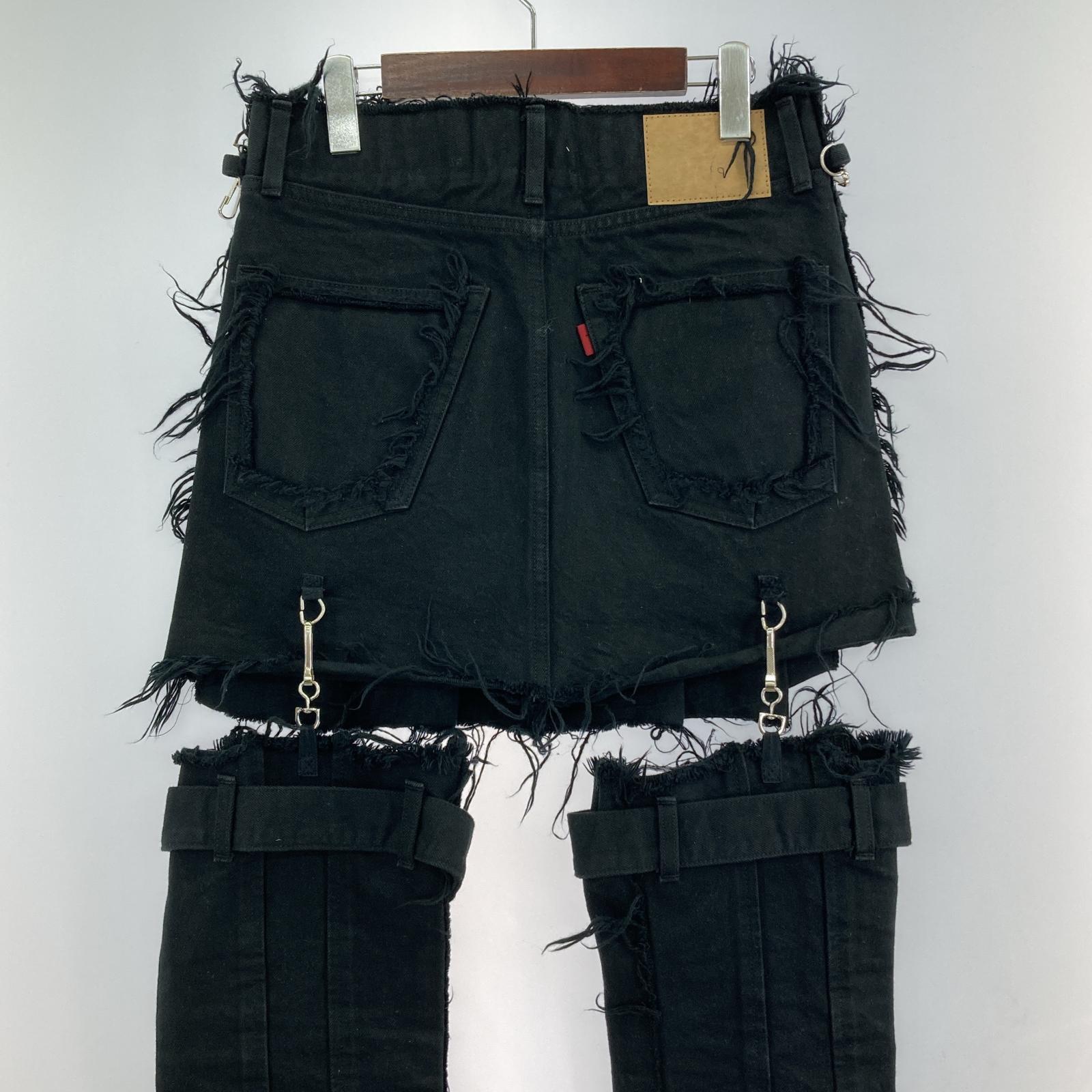 その他ボトムス Voltage Control Filter Leg Cutout Bondage Denim Skirt 3wayドッキングパンツ F 1123010701 フリー ブラック