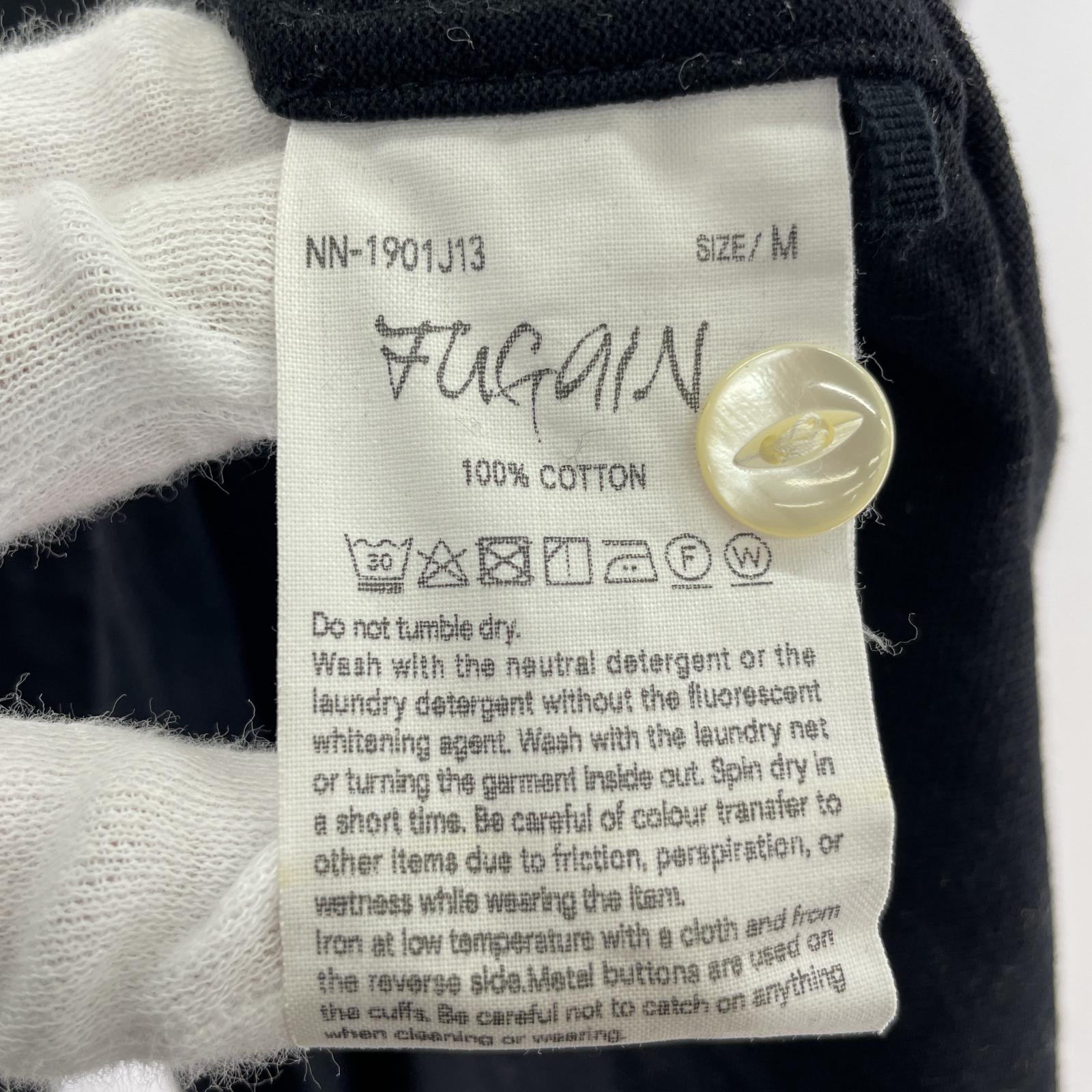 長袖Tシャツ FUGAIN フーガン 鹿の子ポロシャツ 黒 (M) M ブラック
