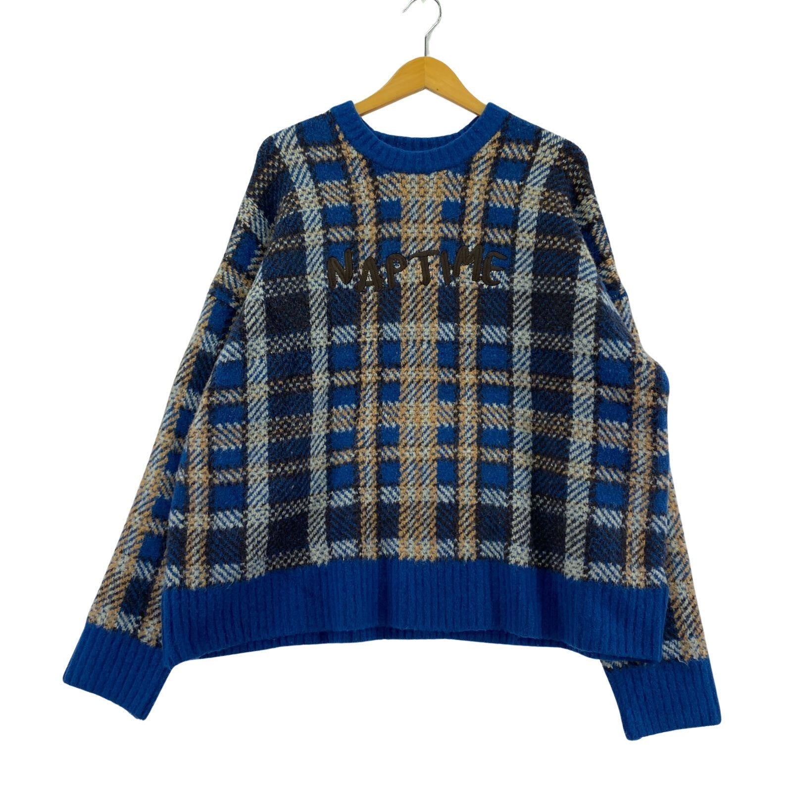 ニット 刺繍ニット S ブルー