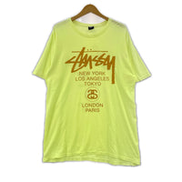 半袖Tシャツ STUSSY ワールドツアーTee L ネオンイエロー L
