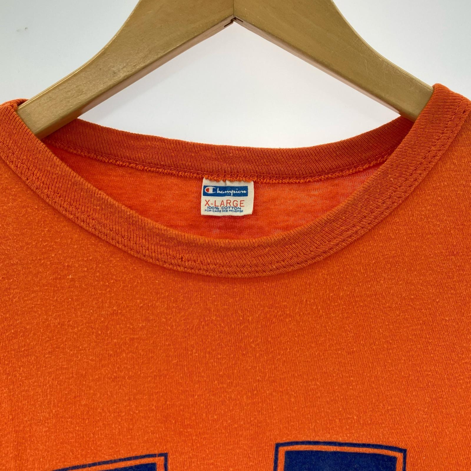 半袖Tシャツ 70s-80s バータグ イリノイ大学 Tシャツ(XL) オレンジ