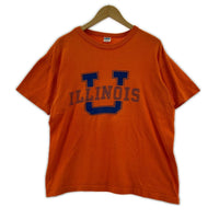 半袖Tシャツ 70s-80s バータグ イリノイ大学 Tシャツ(XL) オレンジ