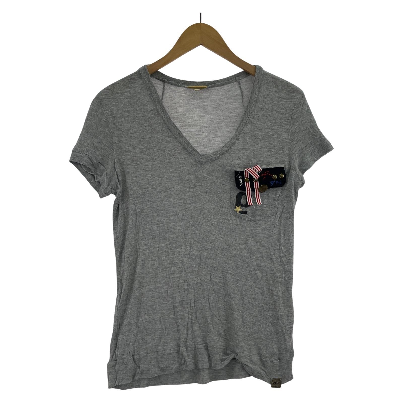 半袖Tシャツ Vネック S/S カットソー(M) グレー M グレー