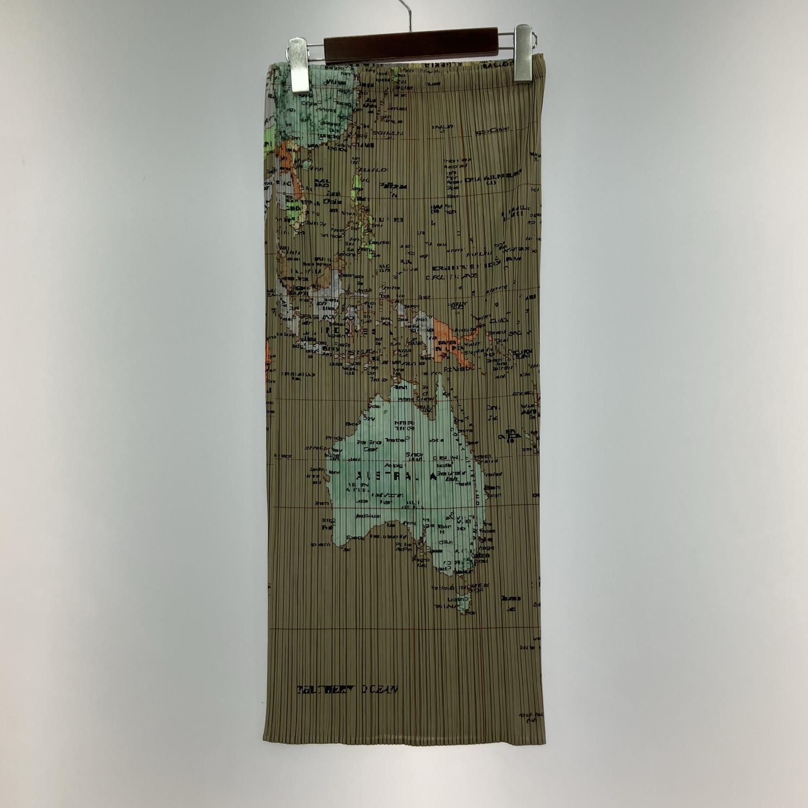 スカート PLEATS PLEASE 地図柄 MAP柄 スカート PP81-JG595 ブラウン