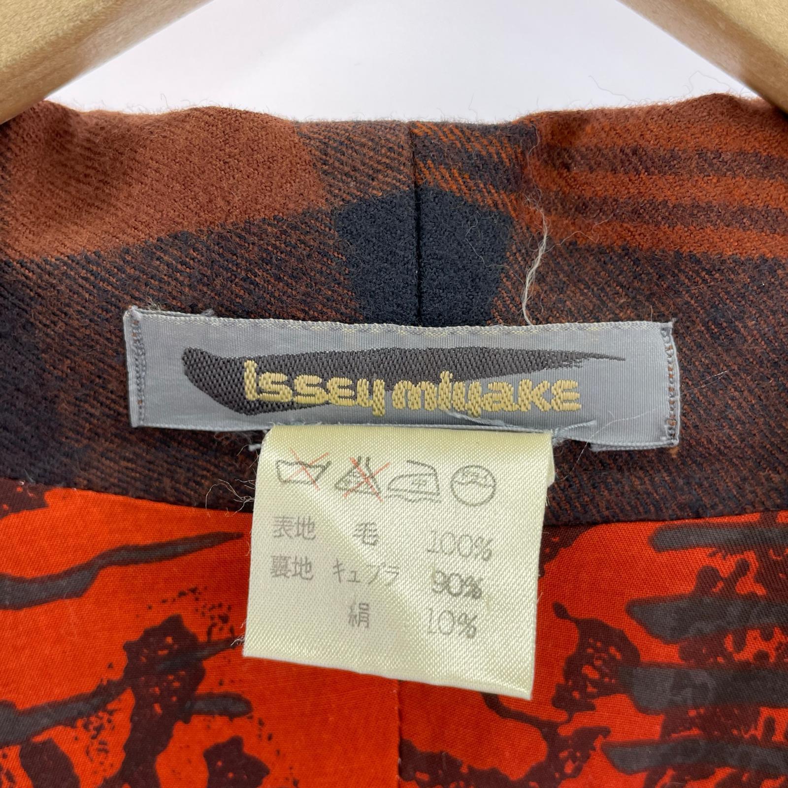 その他アウター ISSEY MIYAKE 87年製 筆タグ チェックコート ブラウン