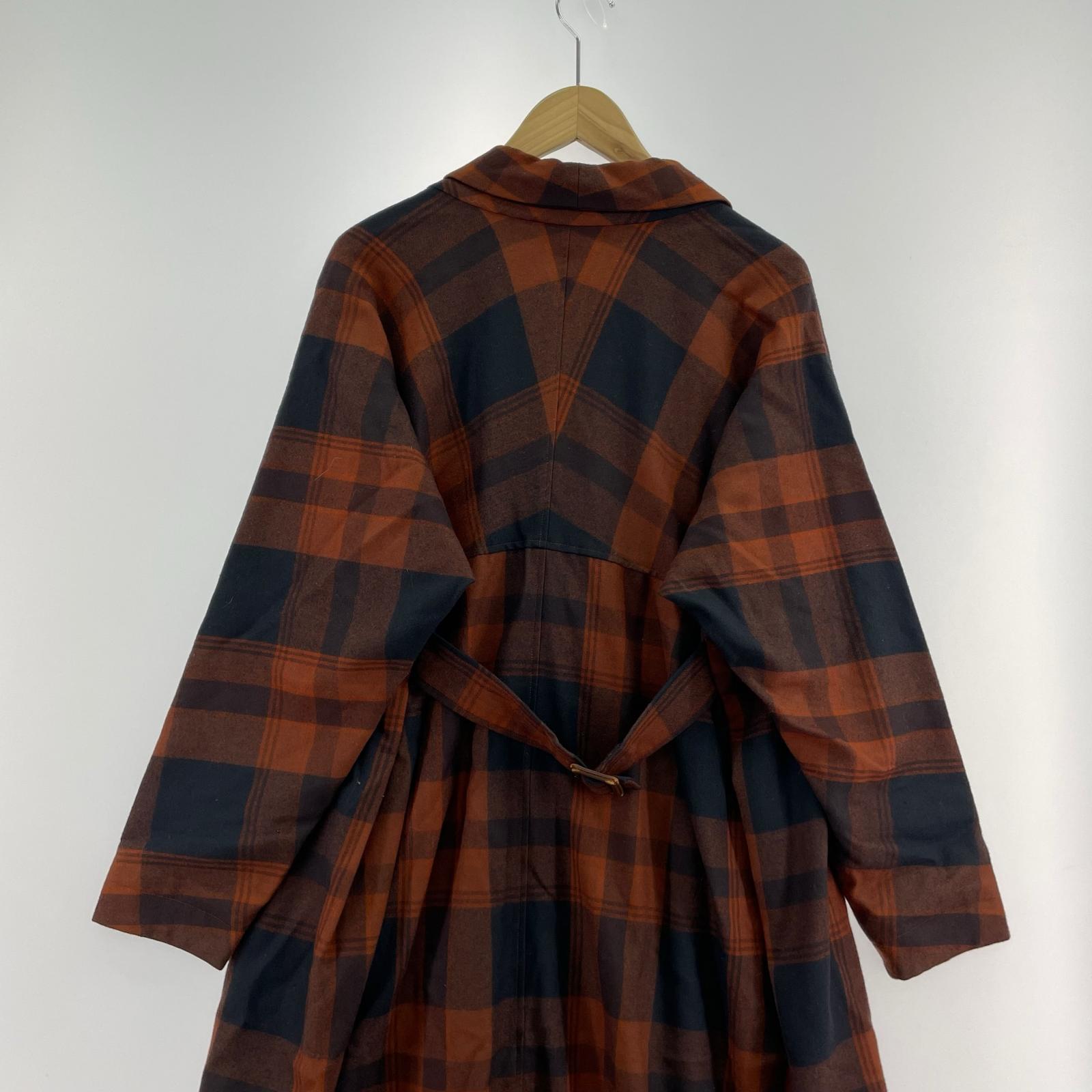その他アウター ISSEY MIYAKE 87年製 筆タグ チェックコート ブラウン
