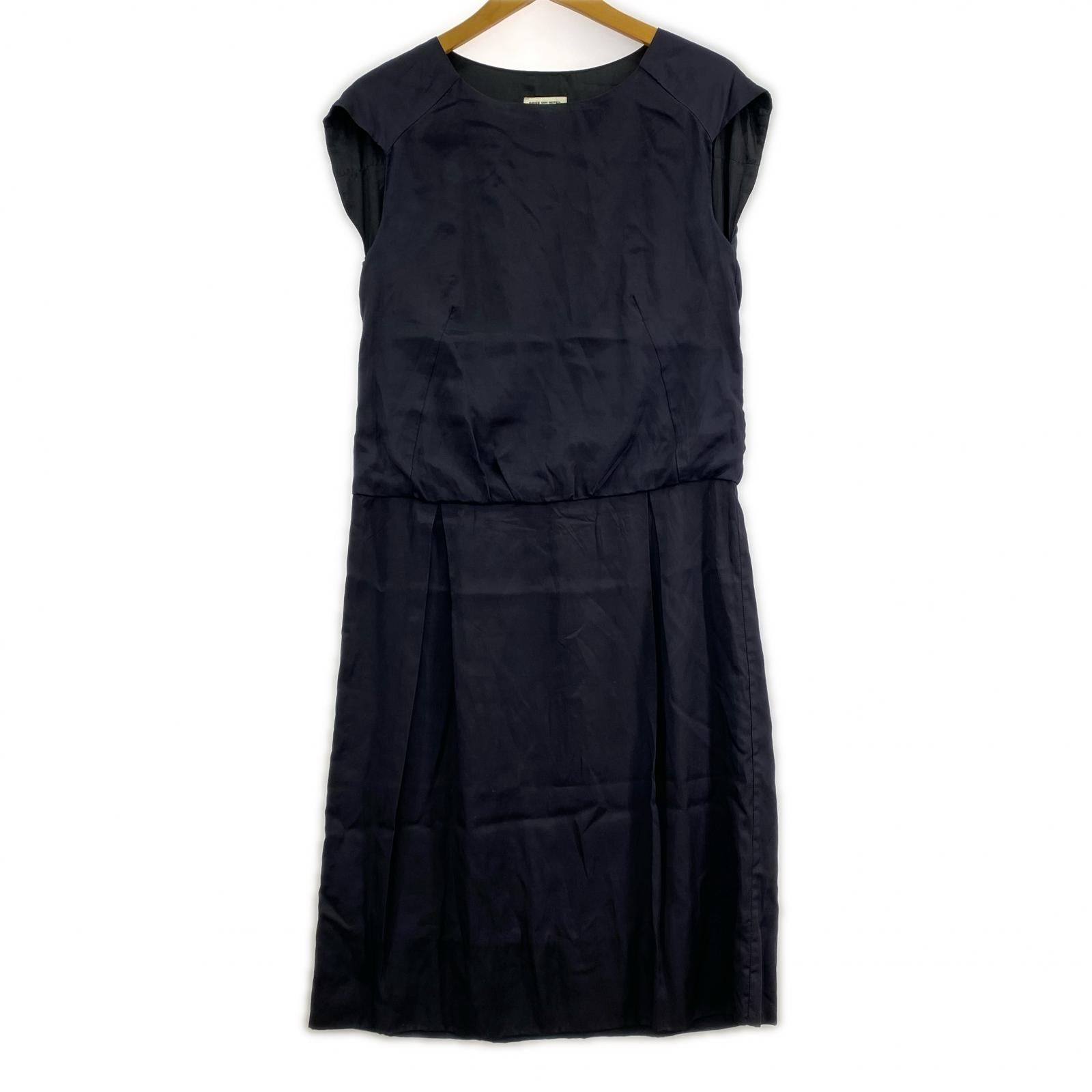 ワンピース DRIES VAN NOTEN サテンノースリーブワンピース 紺 (36) 36 ネイビー