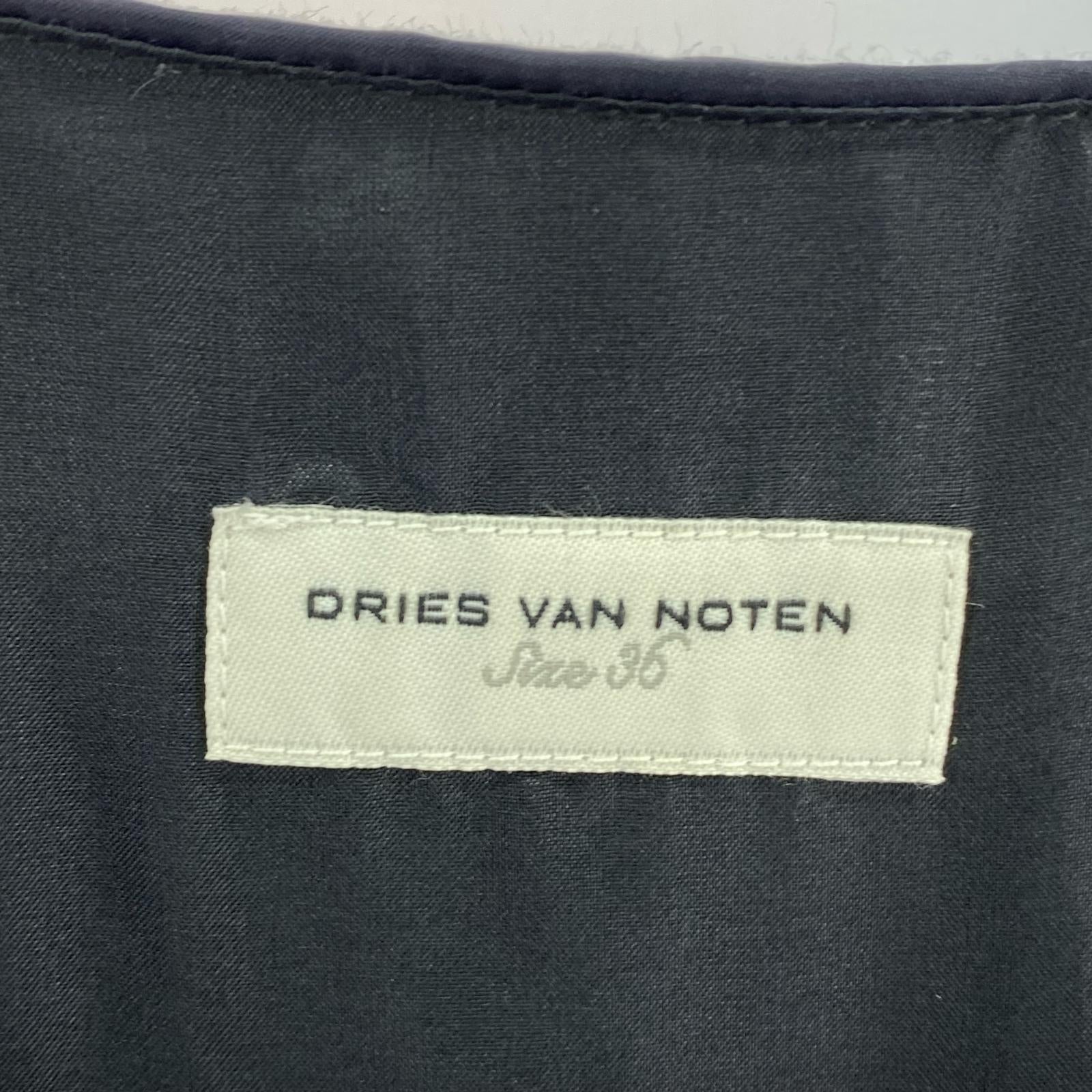 ワンピース DRIES VAN NOTEN サテンノースリーブワンピース 紺 (36) 36 ネイビー