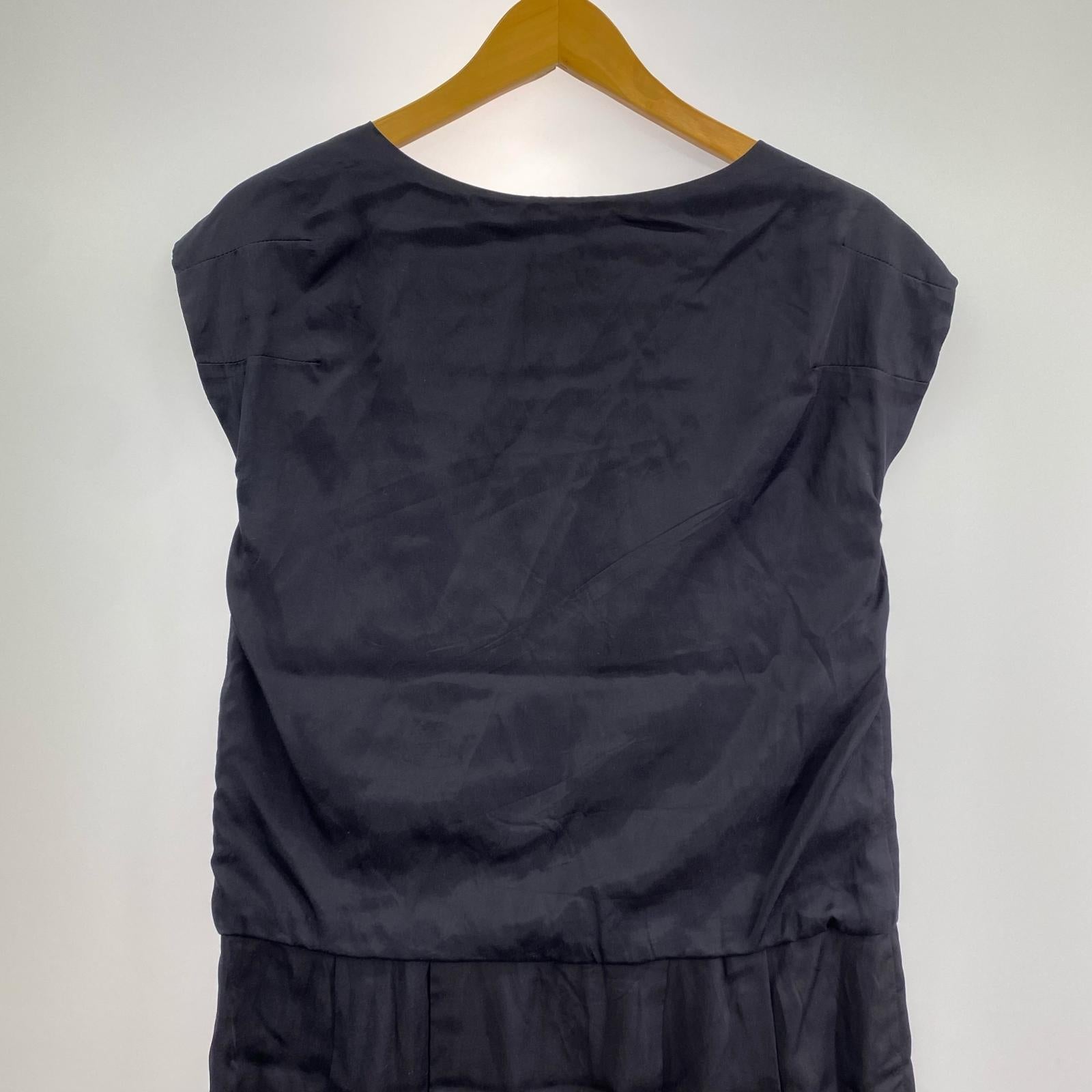 ワンピース DRIES VAN NOTEN サテンノースリーブワンピース 紺 (36) 36 ネイビー