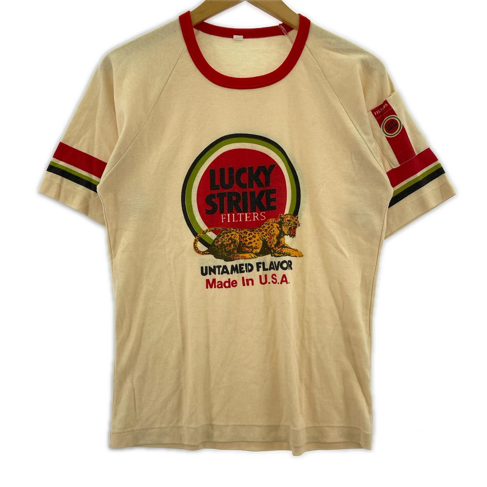 半袖Tシャツ LUCKY STRIKE raglan print tee 36 36 ベージュ