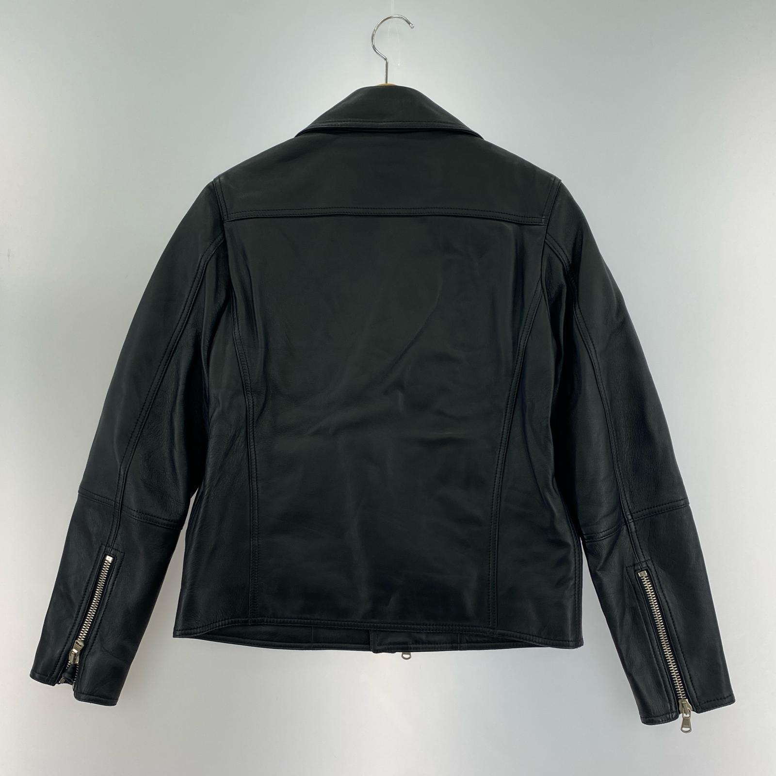 レザージャケット ×DENIM ラムレザー ダブルライダース (46) 46 ブラック
