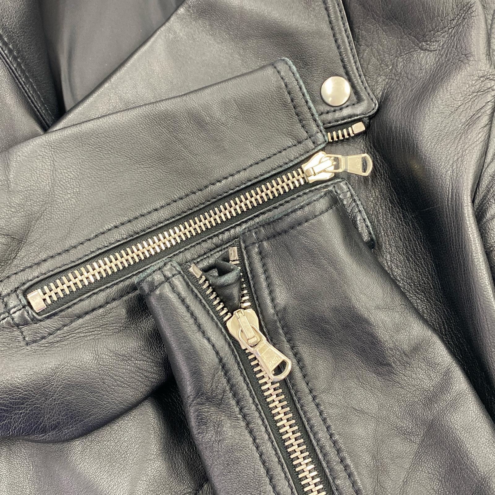 レザージャケット ×DENIM ラムレザー ダブルライダース (46) 46 ブラック