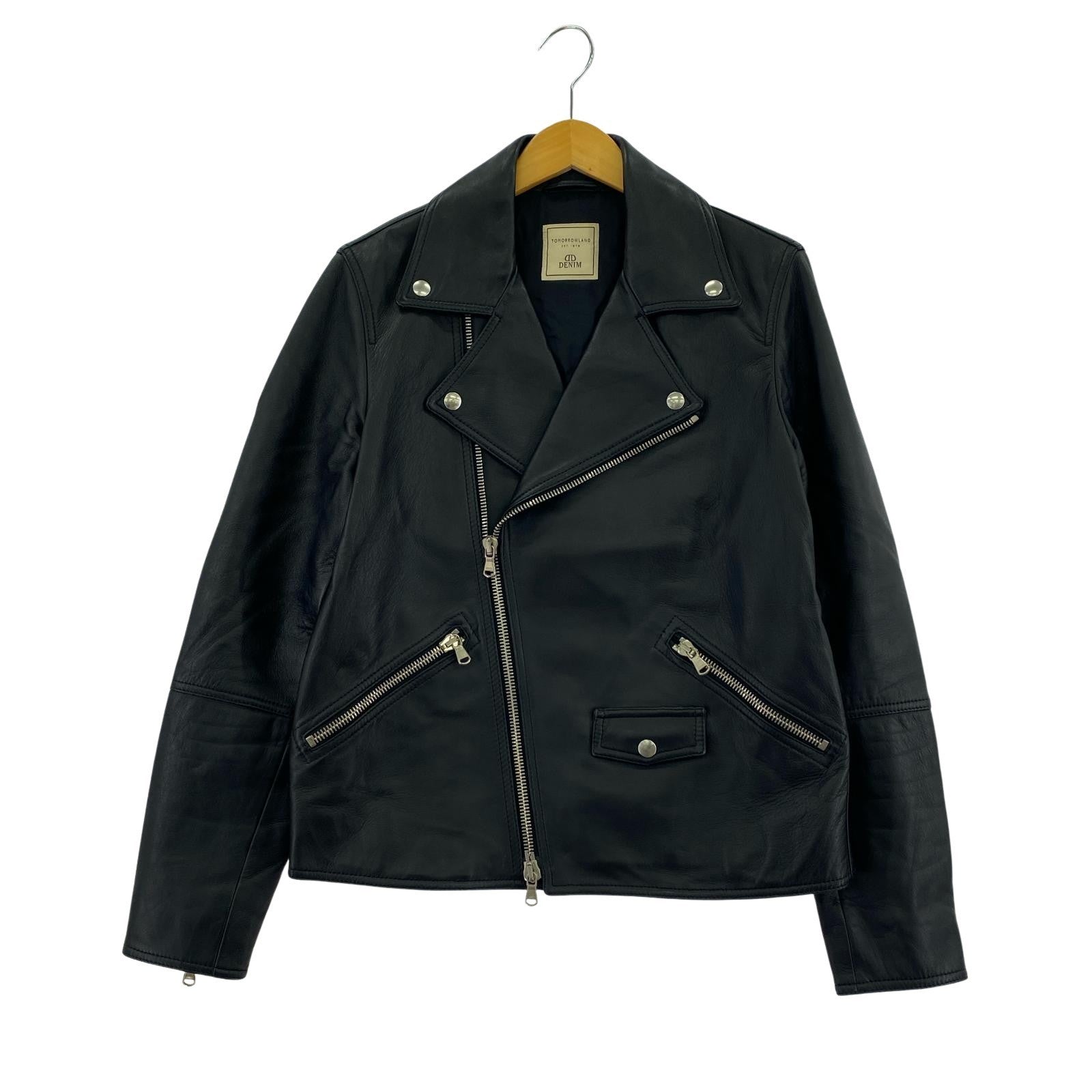 レザージャケット ×DENIM ラムレザー ダブルライダース (46) 46 ブラック