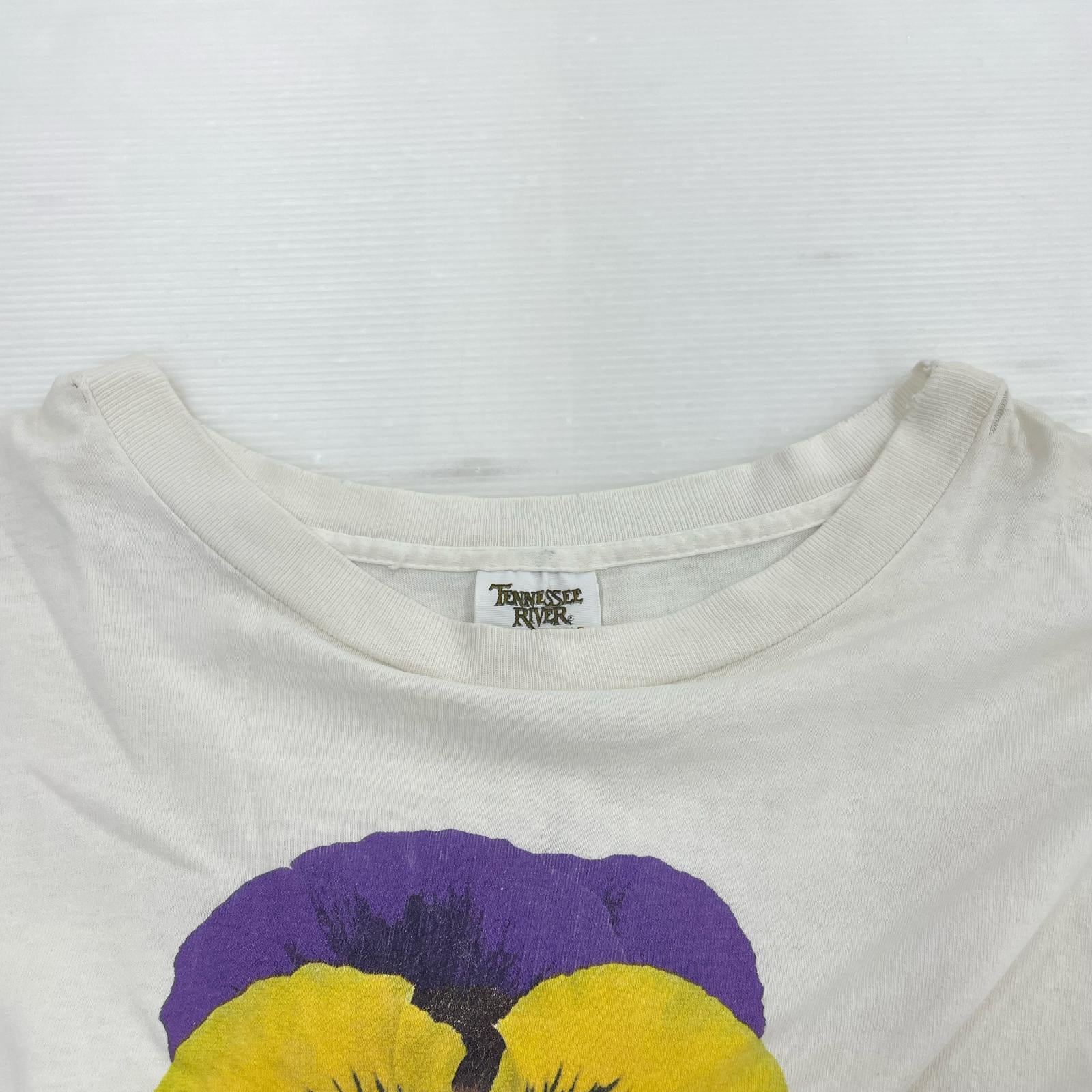 半袖Tシャツ 90s STUDIO Q パンジー プリントTee XL ホワイト ホワイト