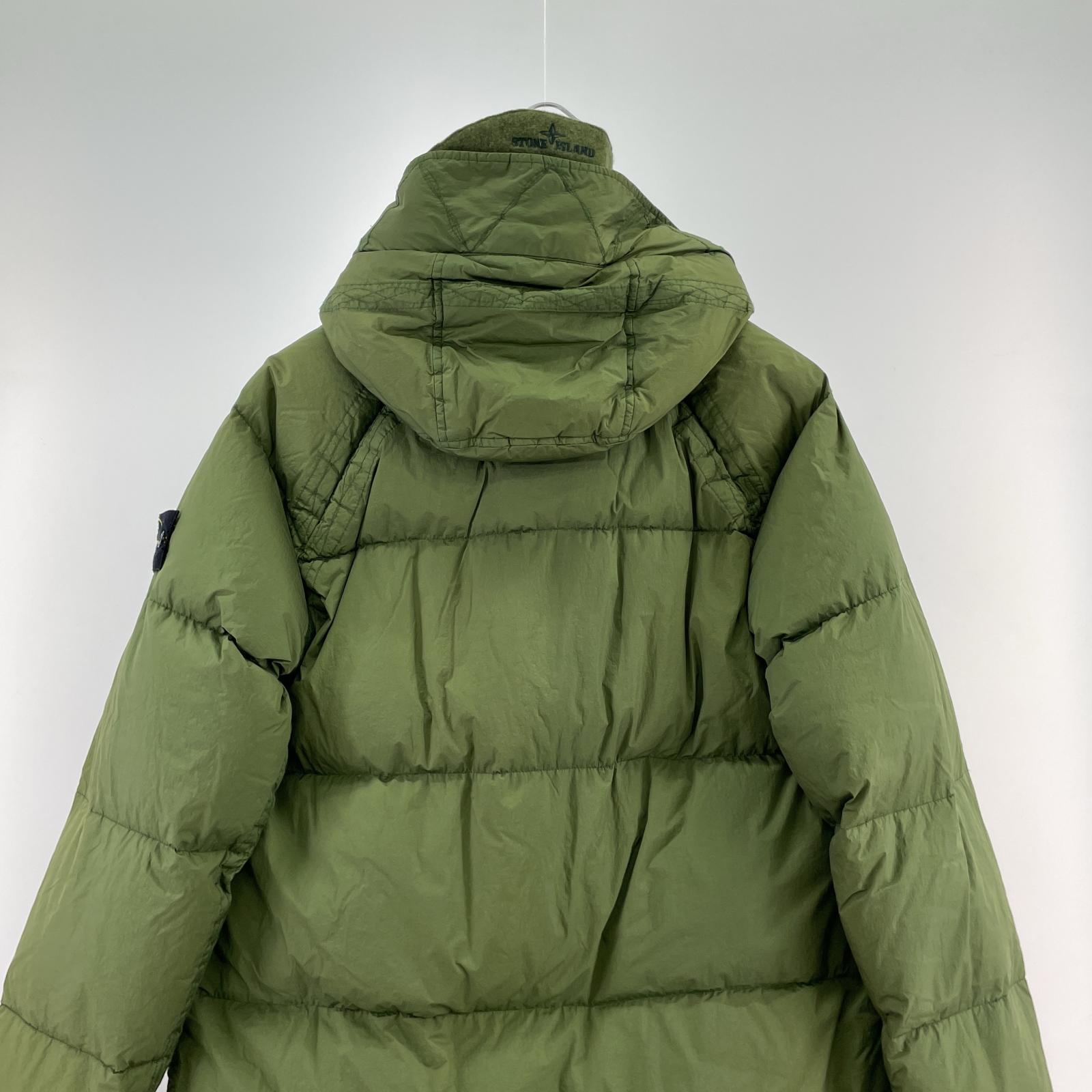 ダウンジャケット Crinkle Reps Hooded Long Down ダウンコート S S グリーン