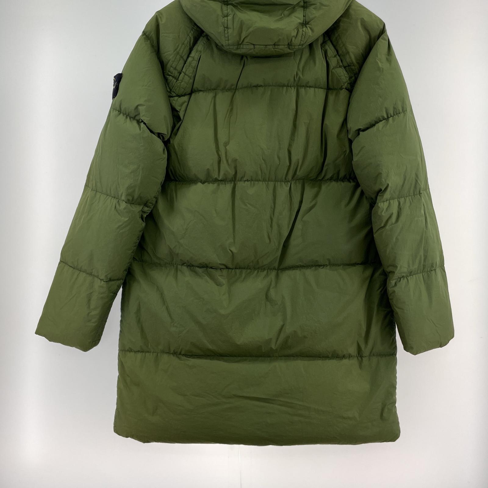 ダウンジャケット Crinkle Reps Hooded Long Down ダウンコート S S グリーン