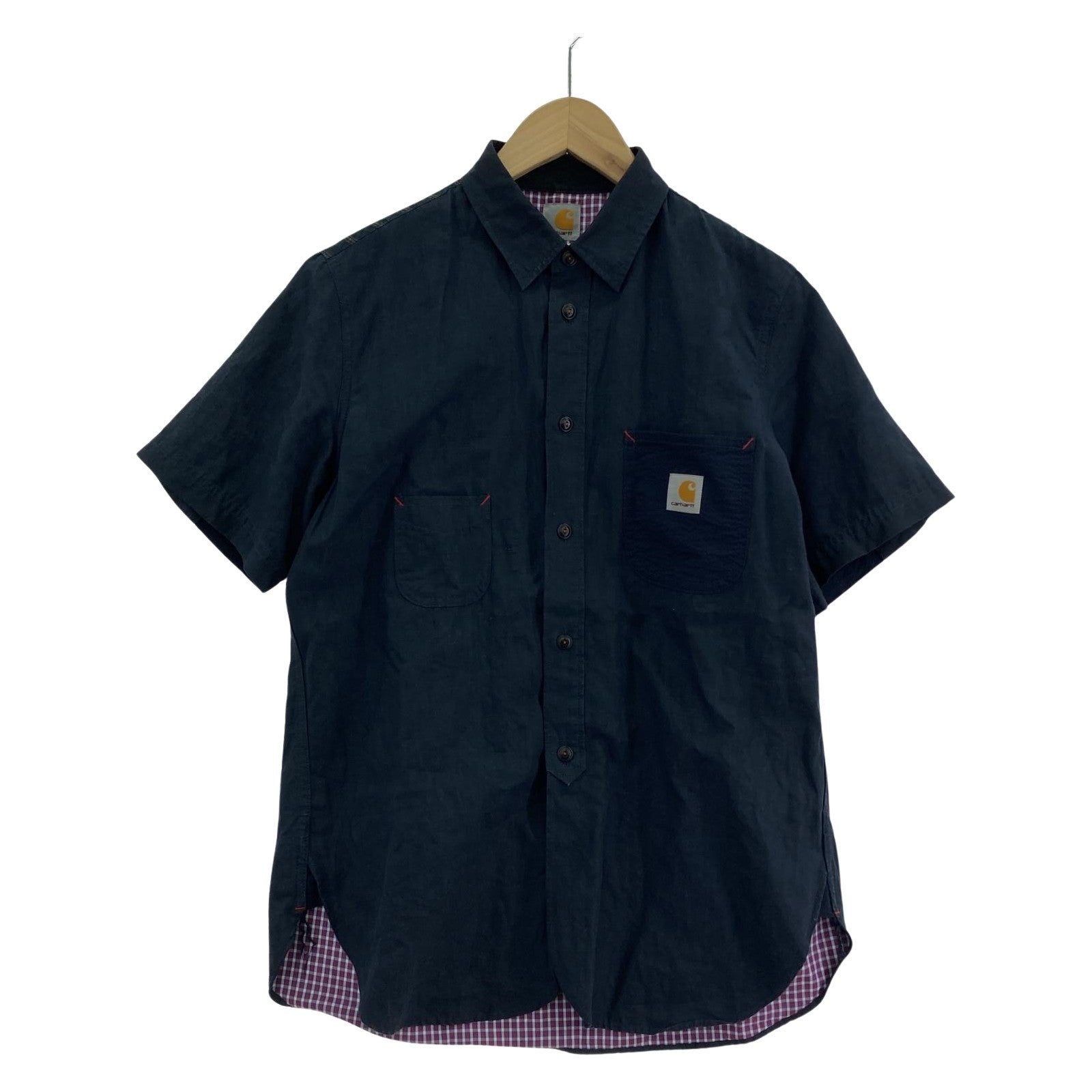 半袖シャツ ×CARHARTT S/Sリネンクロスシャツ (S) S ネイビー