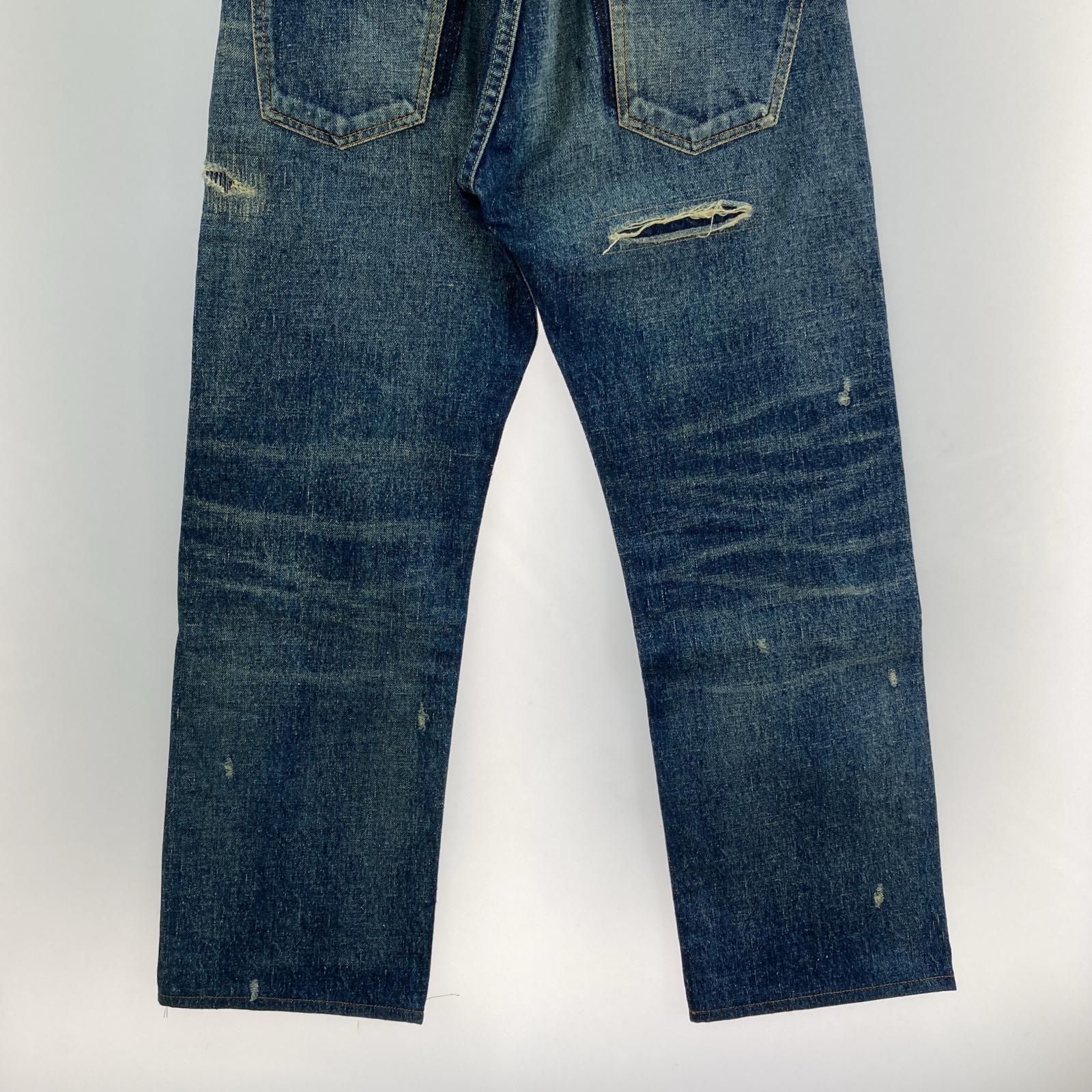 デニムパンツ ×New Manual 24AW クラッシュ リペア デニムパンツ (S) S ブルー