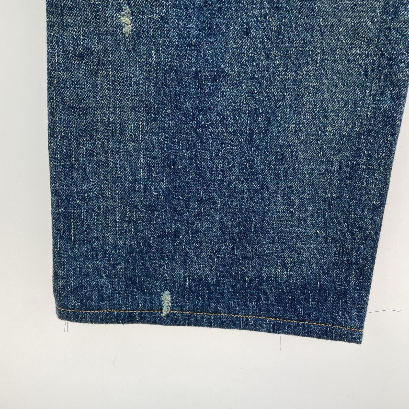 デニムパンツ ×New Manual 24AW クラッシュ リペア デニムパンツ (S) S ブルー