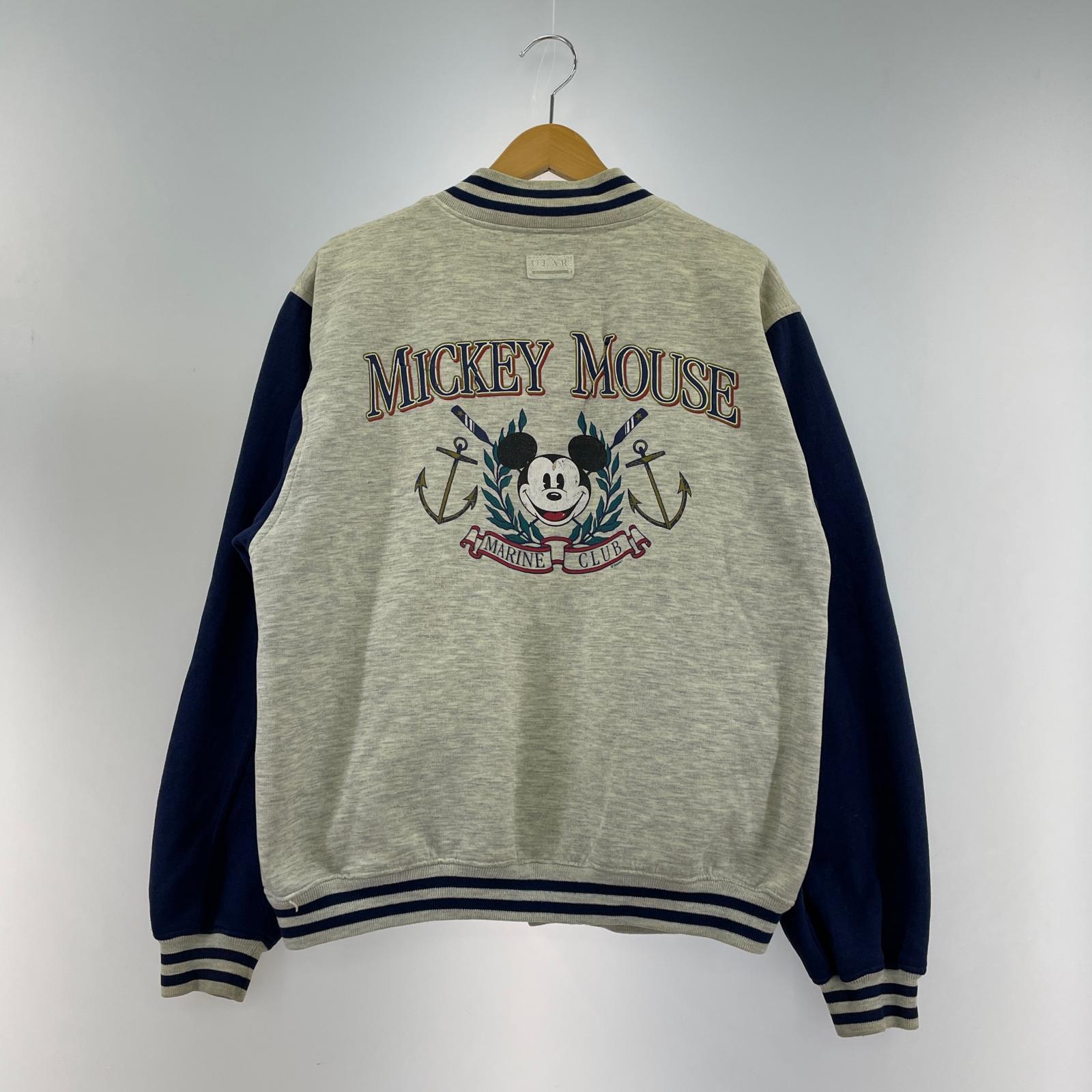 ジャケット 90s MICKEY MOUSE スタジャン スウェットジャケット (L) L グレー