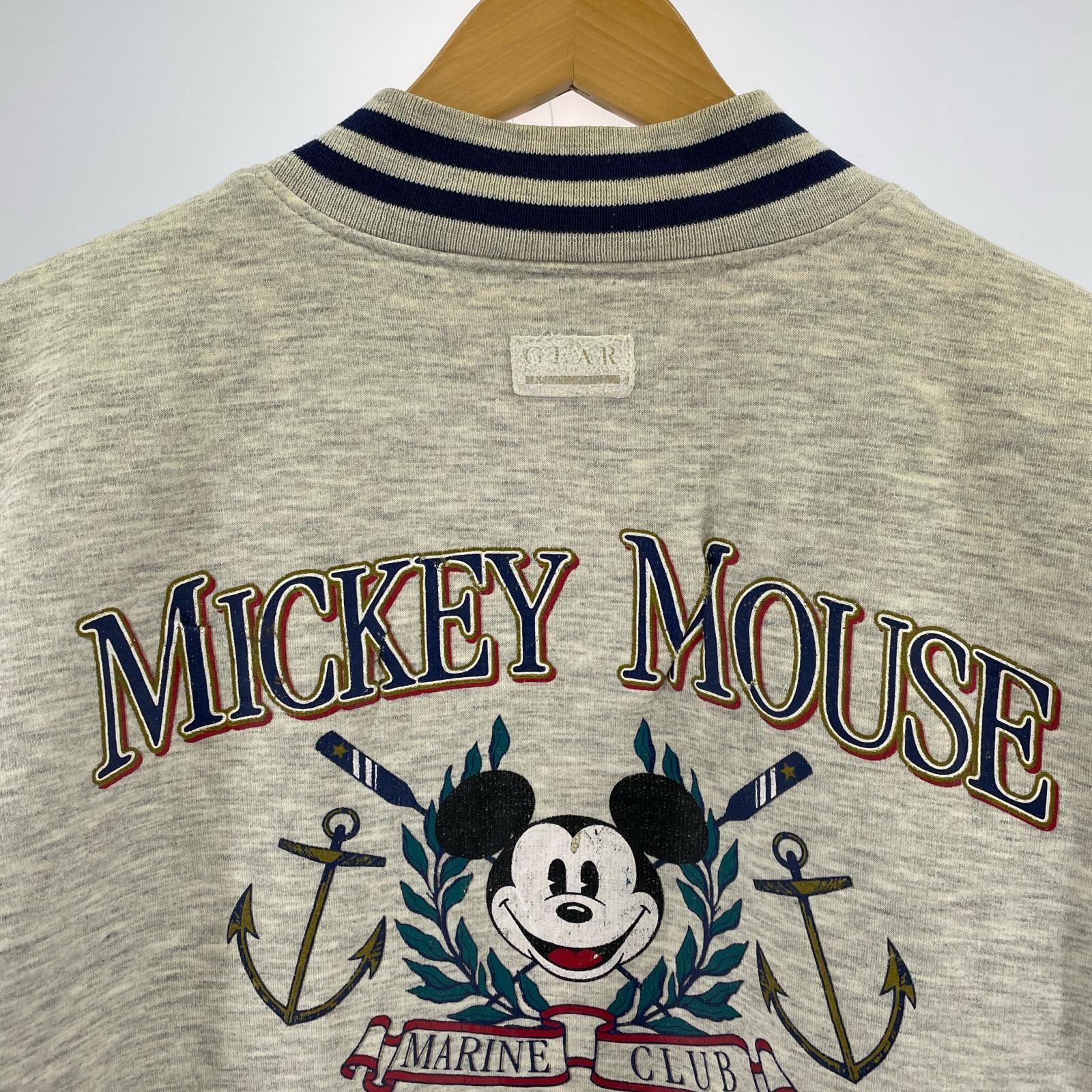 ジャケット 90s MICKEY MOUSE スタジャン スウェットジャケット (L) L グレー