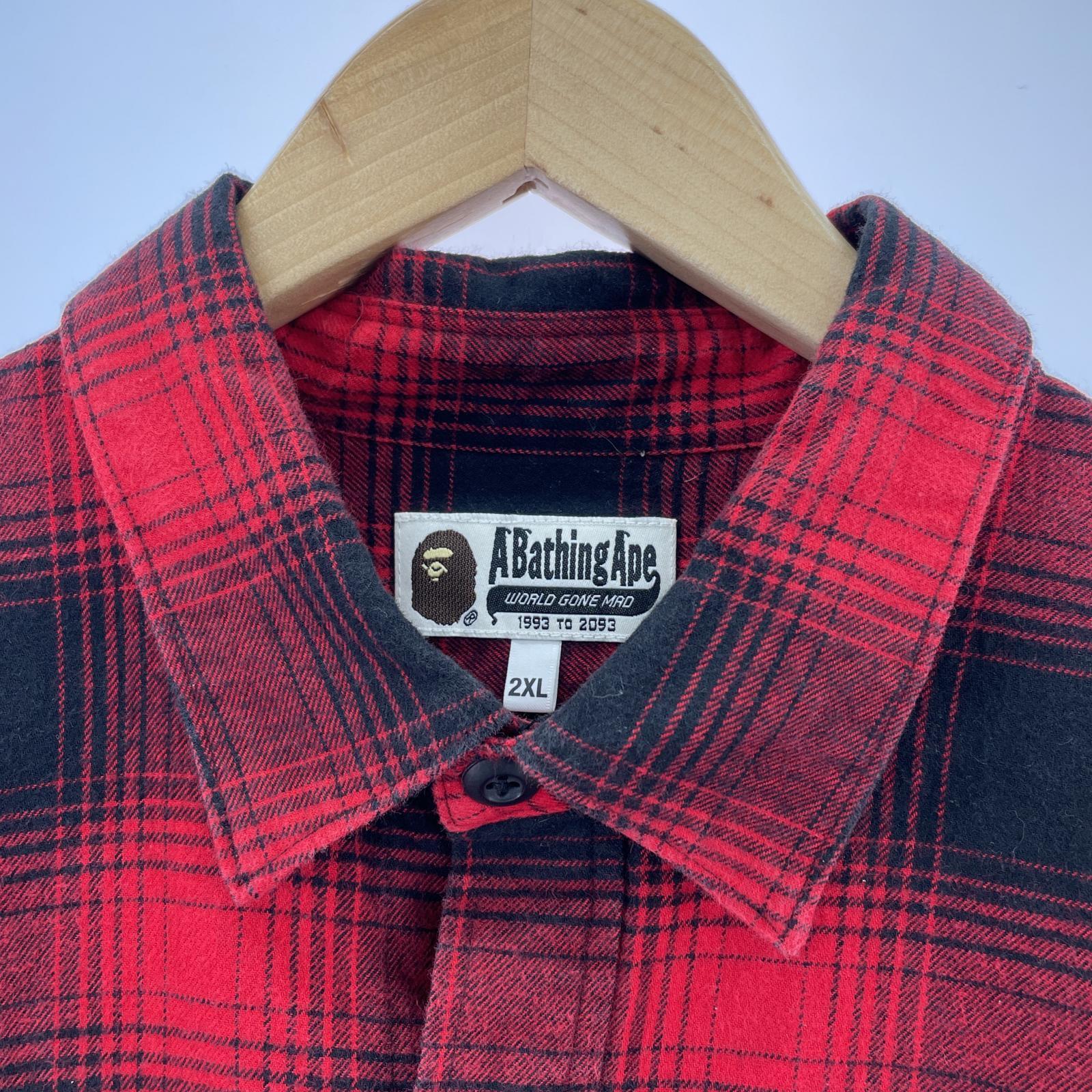 長袖シャツ CHECK SHARK RELAXED FIT FLANNEL SHIRT レッド