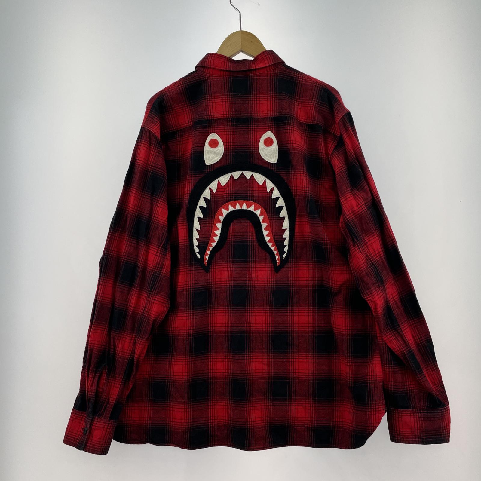 長袖シャツ CHECK SHARK RELAXED FIT FLANNEL SHIRT レッド