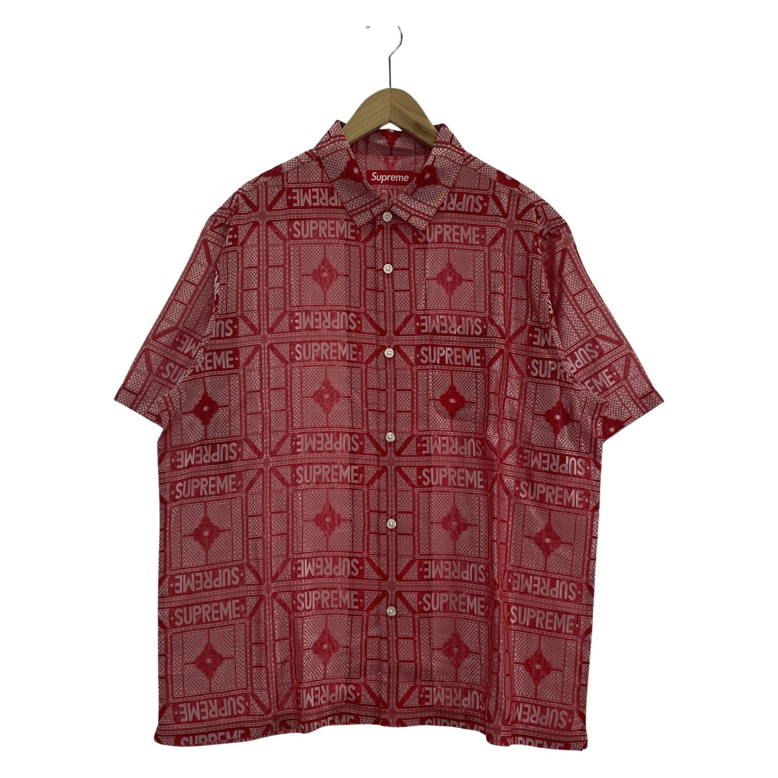 半袖シャツ Tray Jacquard S/S Shirt (XL) レッド レッド
