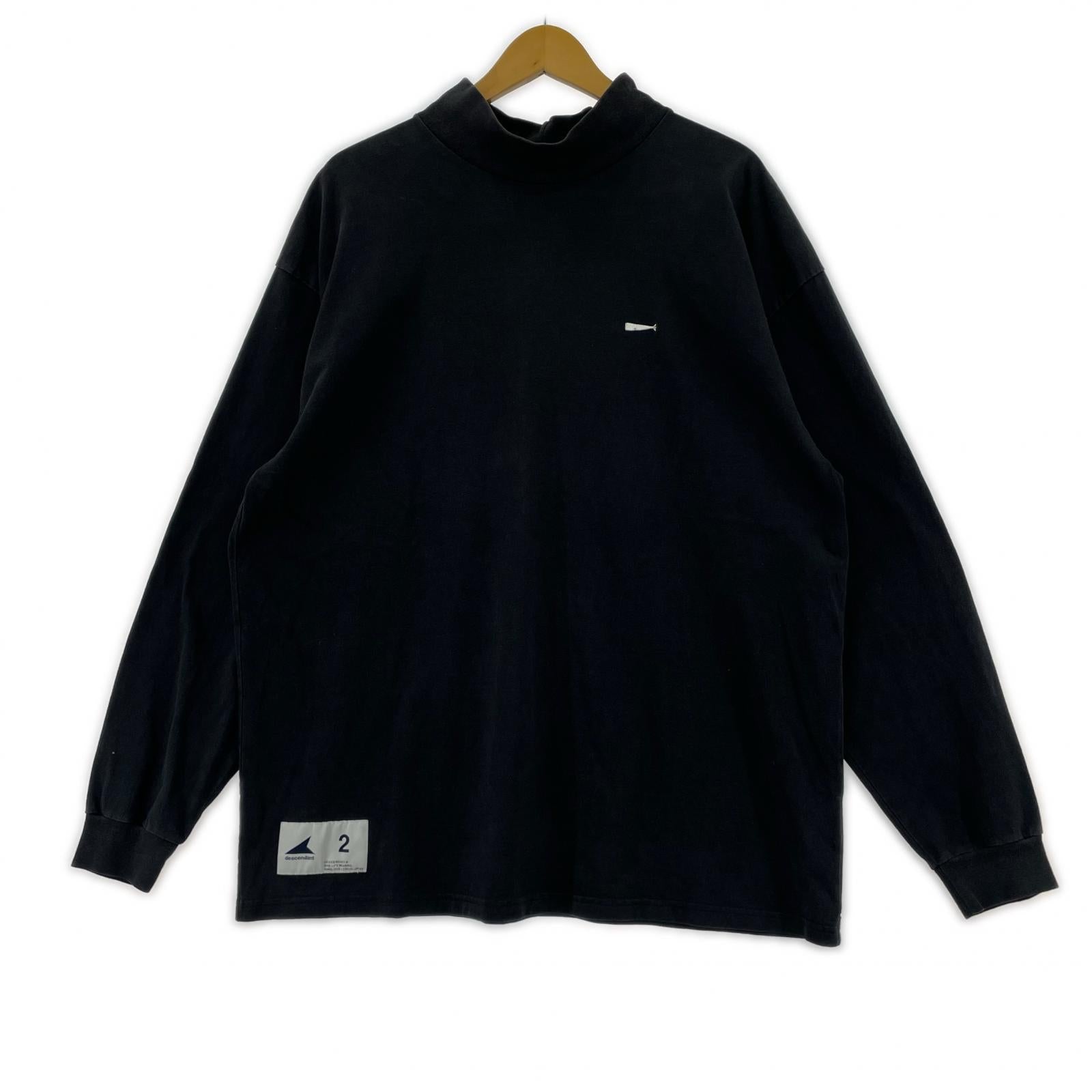 長袖Tシャツ モックネック L/Sカットソー 黒 (2) 2 ブラック