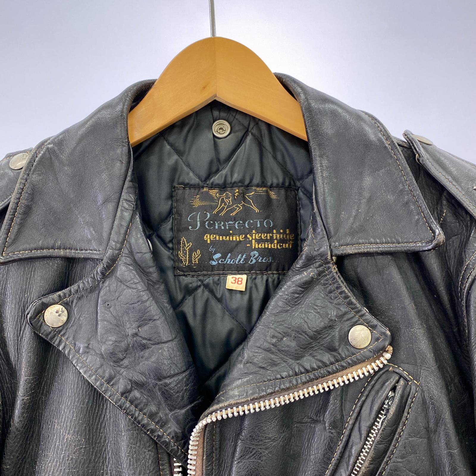 レザージャケット 60’s Schott サボテンタグ ダブルライダース ワンスター 黒(38) 38 ブラック