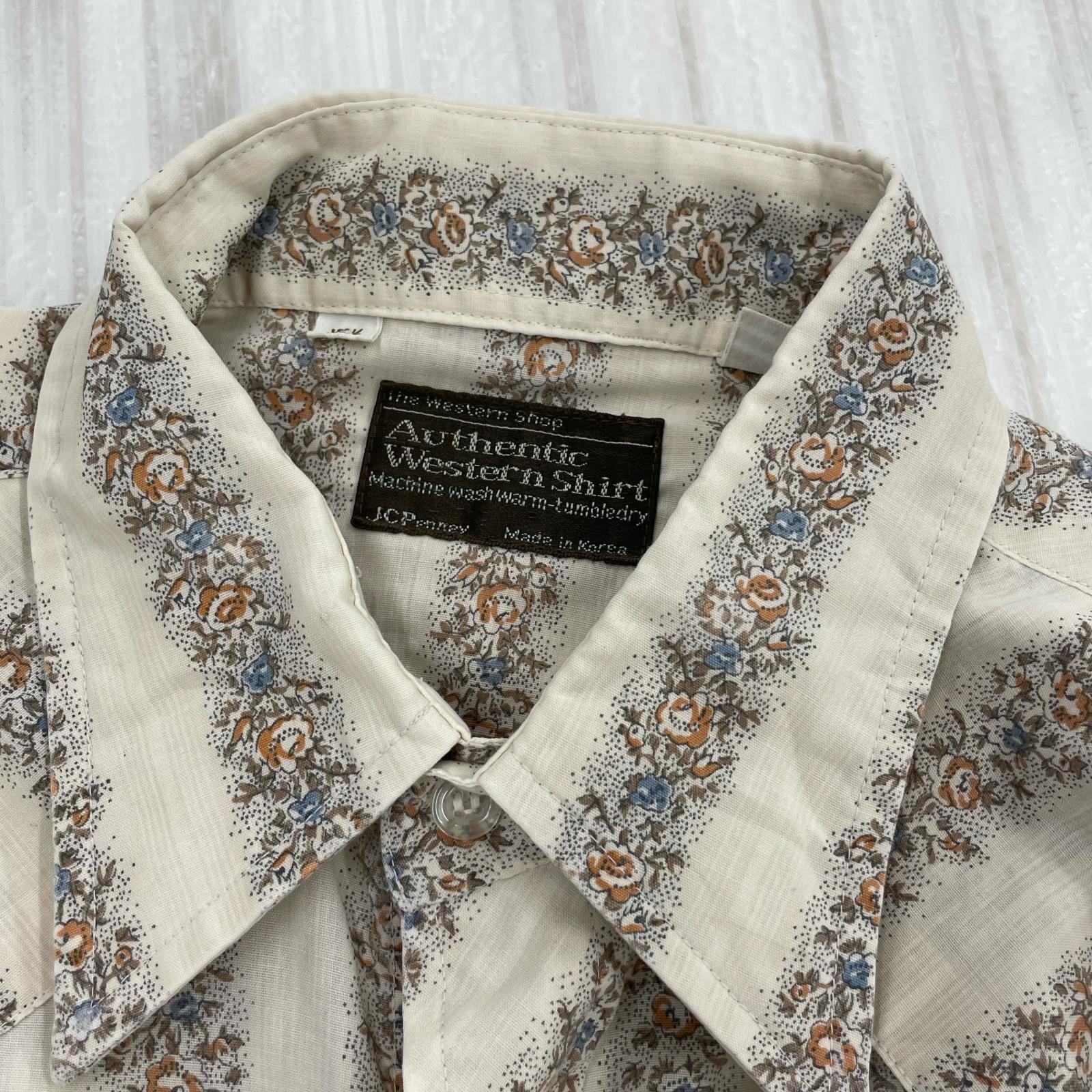 半袖シャツ JCPenney 80s ウエスタンシャツ 総柄 花柄 ベージュ
