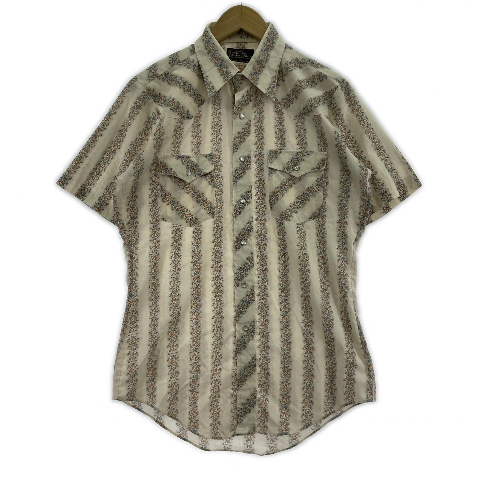 半袖シャツ JCPenney 80s ウエスタンシャツ 総柄 花柄 ベージュ
