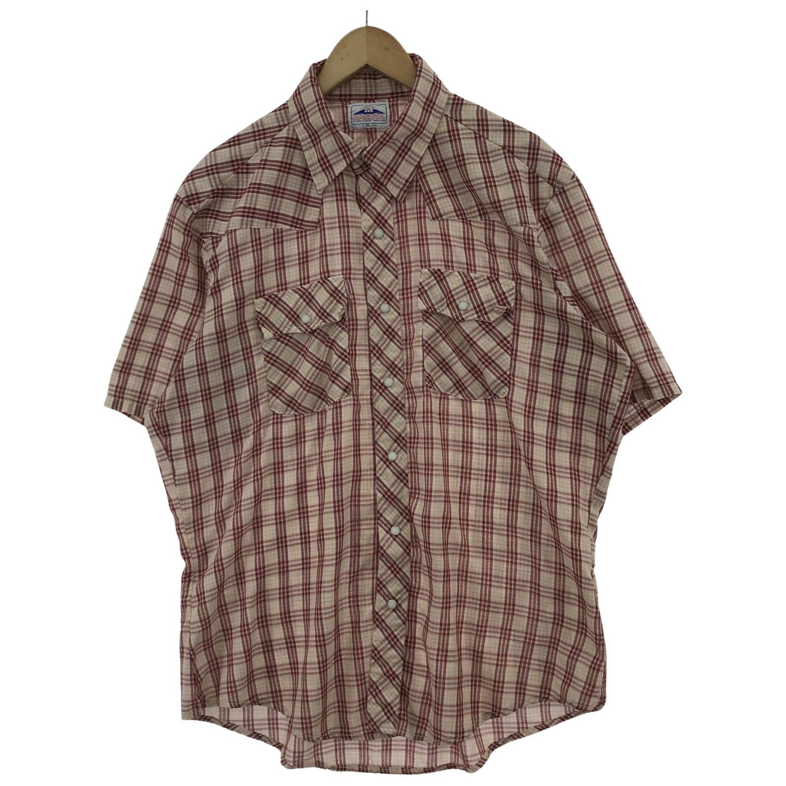 半袖シャツ dakota five brothers80’sチェックウエスタンシャツ(xl) ブラウン