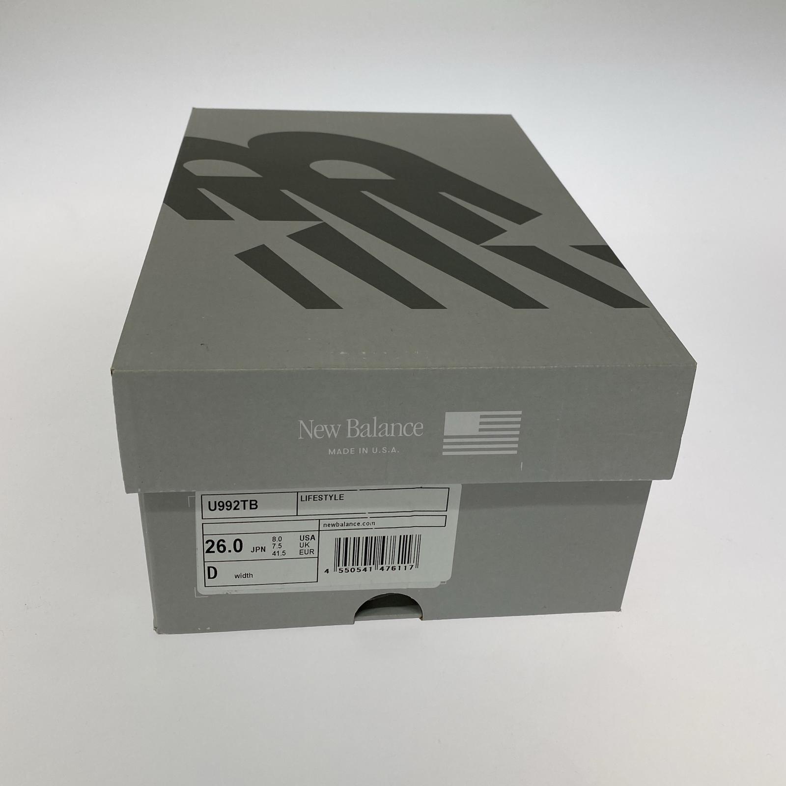 スニーカー NEW BALANCE USA製 U992TB 992 TRIPLE BLACK 26.0cm 26cm (US8 UK7 1/2 EU42) ブラック