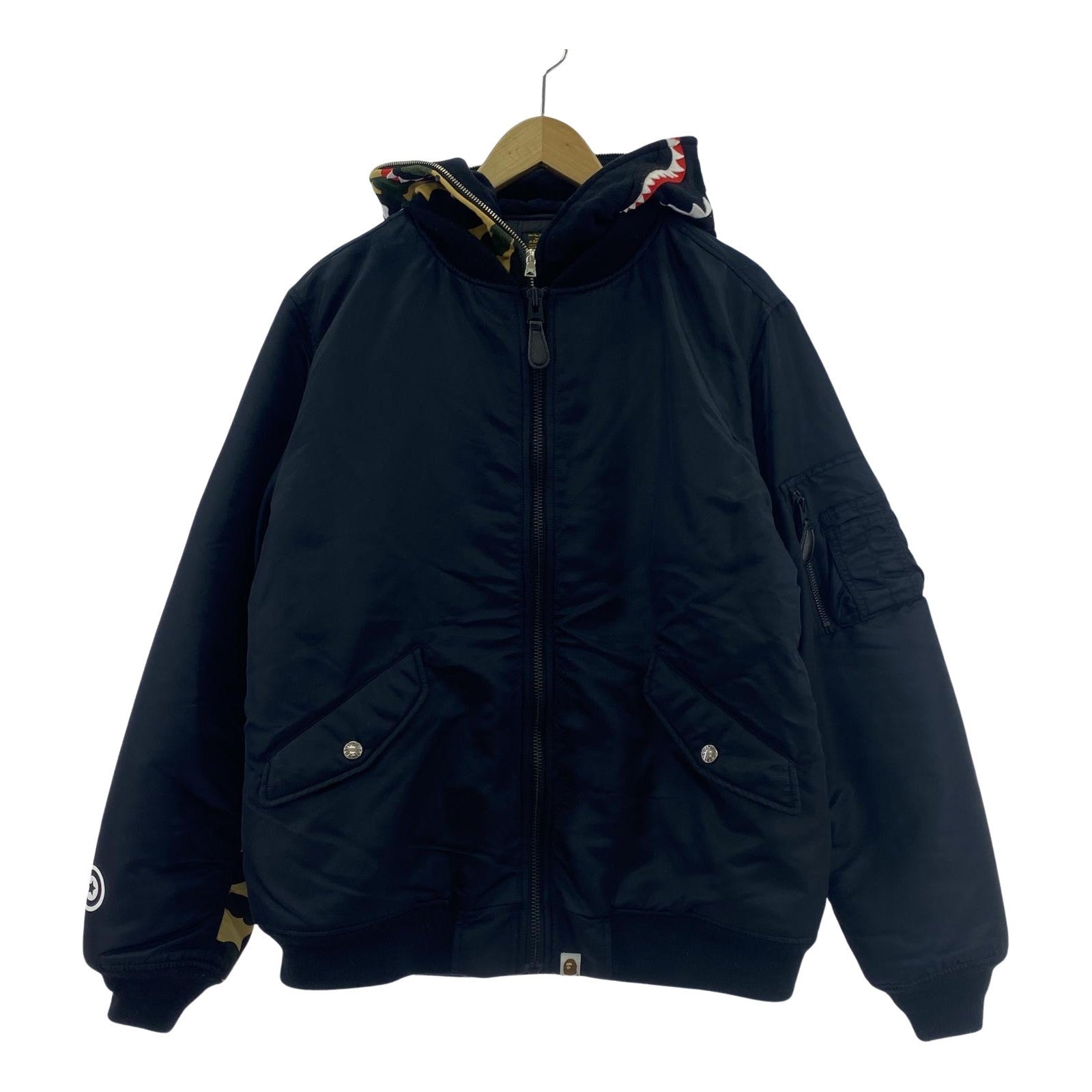 ジャケット 1st Camo Shark Hoodie MA-1 L ブラック