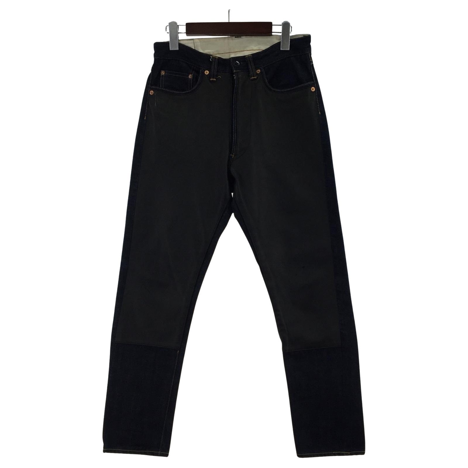 デニムパンツ THE FRANKLIN TAILORED レザー切替 デニムパンツ 30 ネイビー