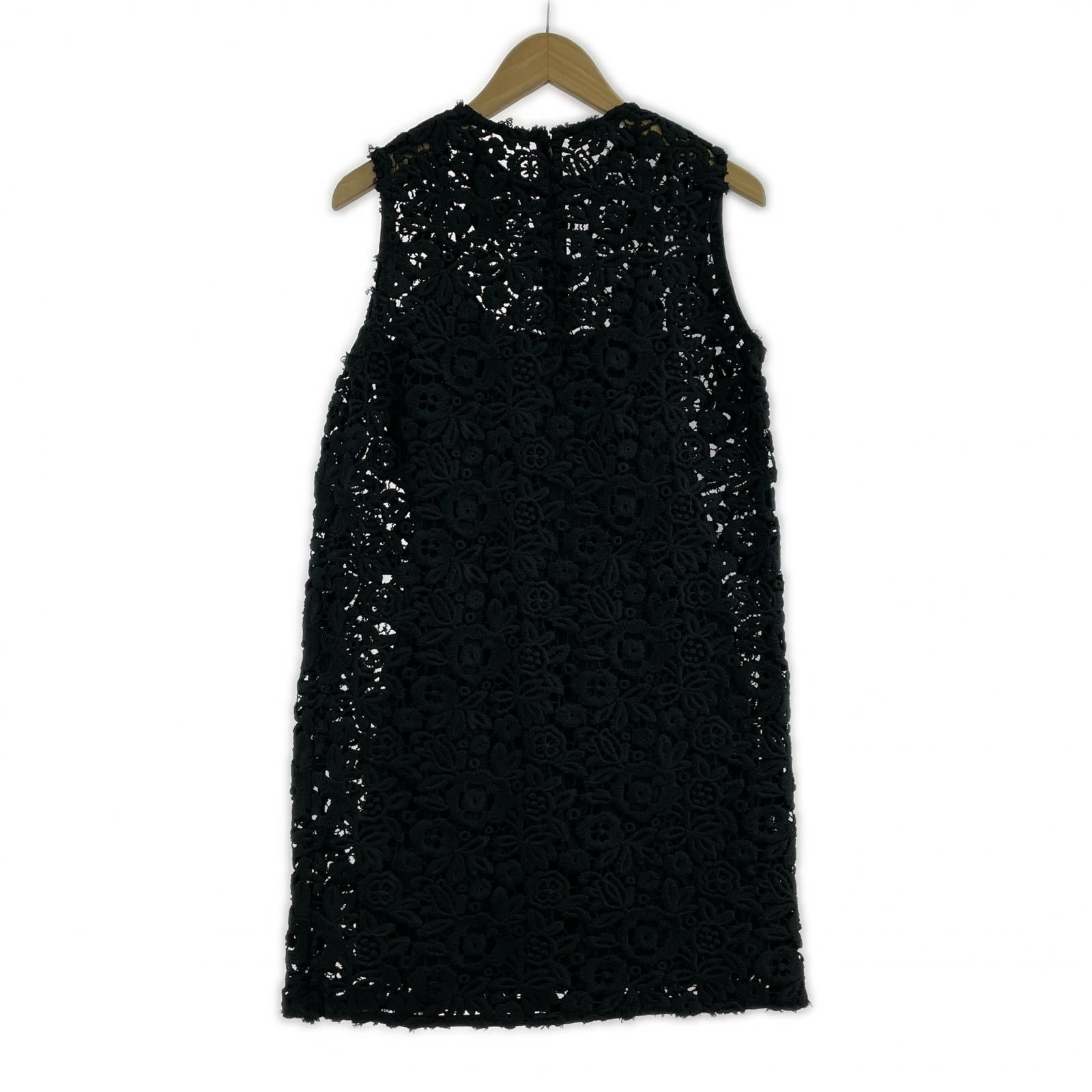 MIU MIU ワンピース 総レースノースリーブドレス ワンピース ひざ丈 バックファスナー 38 S 黒 ブラック 38