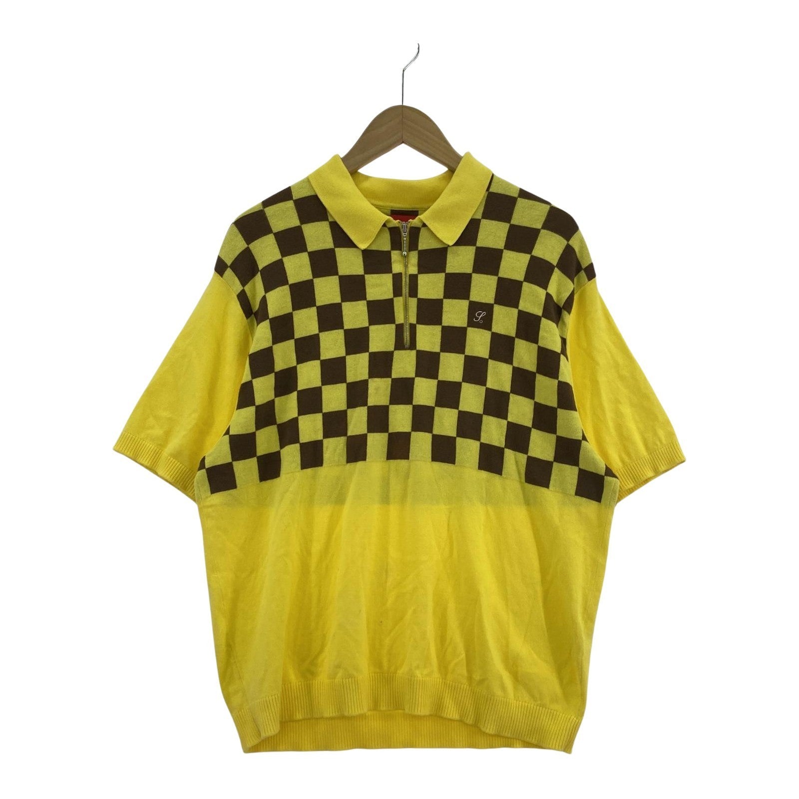 半袖Tシャツ 22ss Checkerboard zip polo M イエロー