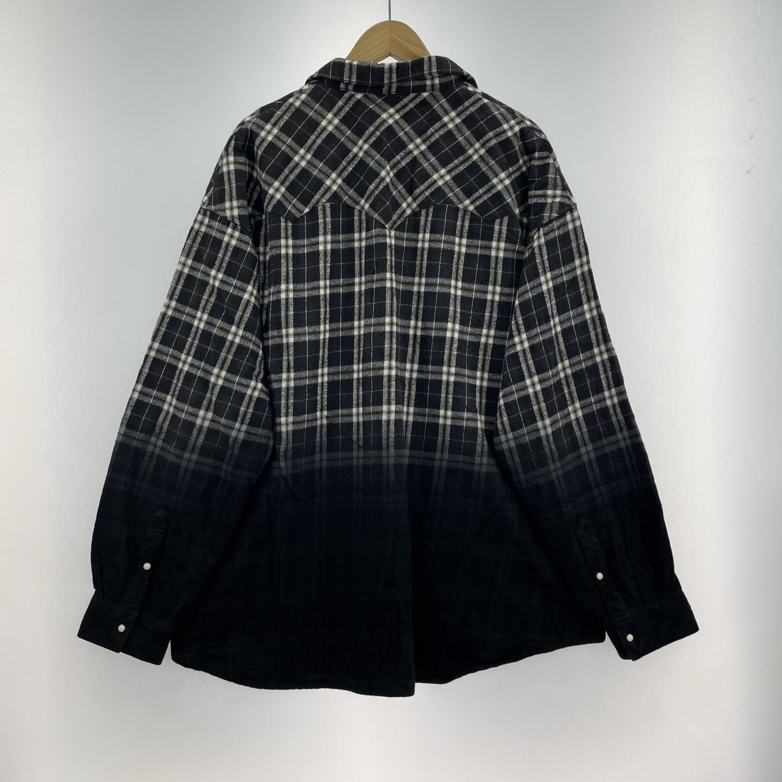 長袖シャツ HALF DYED CHECK FLANNEL SHIRT 4 BLK 4 ブラック