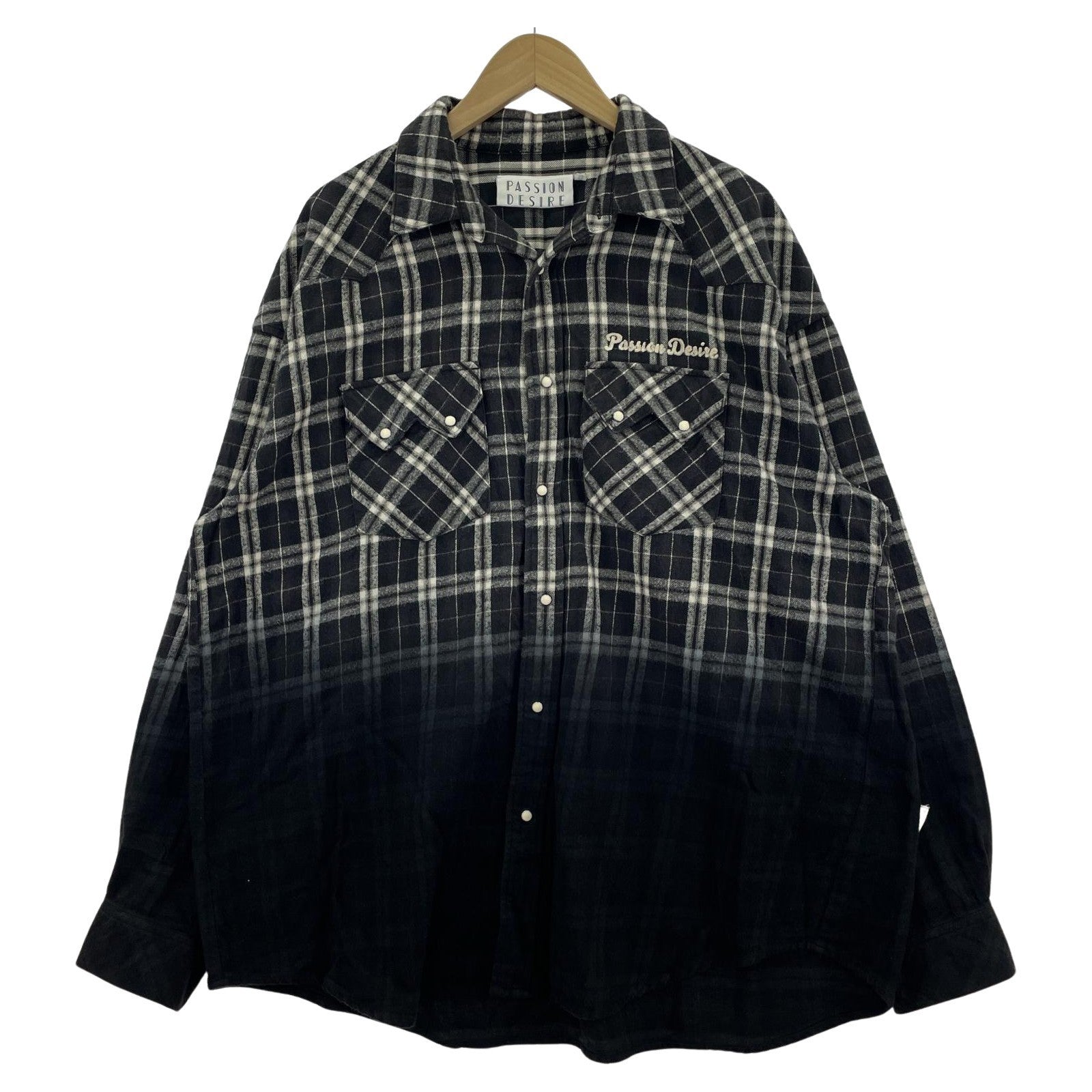 長袖シャツ HALF DYED CHECK FLANNEL SHIRT 4 BLK 4 ブラック