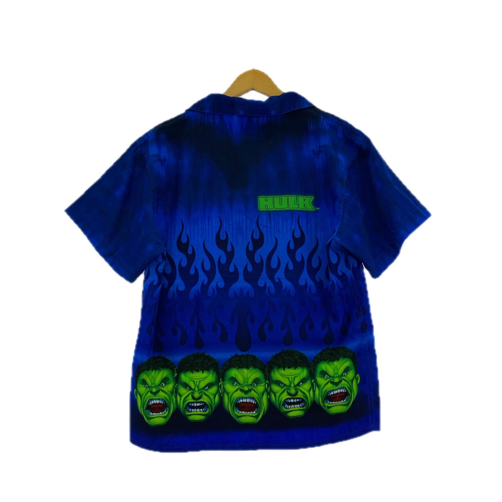 半袖シャツ Marvel HULK ハルク フレイムシャツ ブルー ブルー